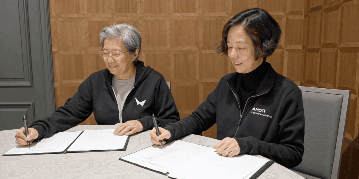 AMD CEO Lisa Su and World Labs CEO Fei-Fei Li sign the acquisition agreement that brings World Labs into AMD